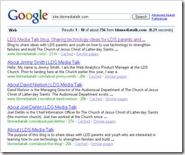 Google Index Results - LDS Media Talk