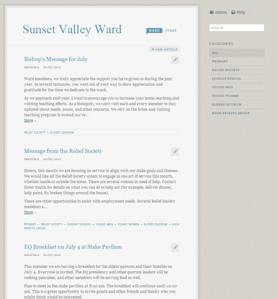 Ward/Stake Newsletters on LDS.org
