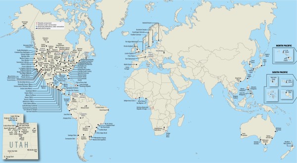 Map of All 150 Operating LDS Temples Worldwide