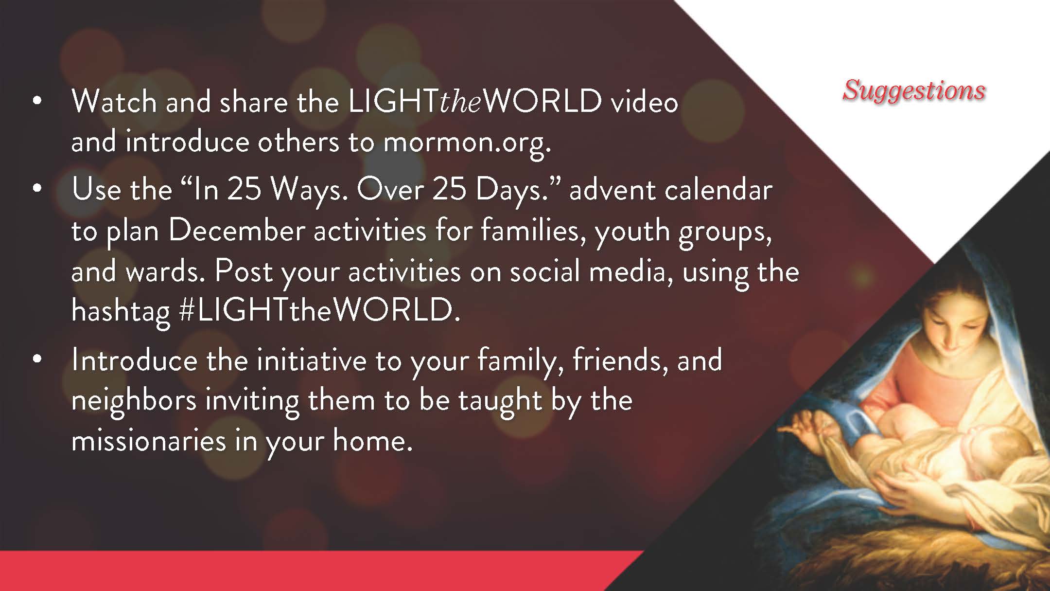 Light The World 2016 LDS Christmas Initiative Advanced Information Light The World 2016 LDS Christmas Initiative Advanced Information