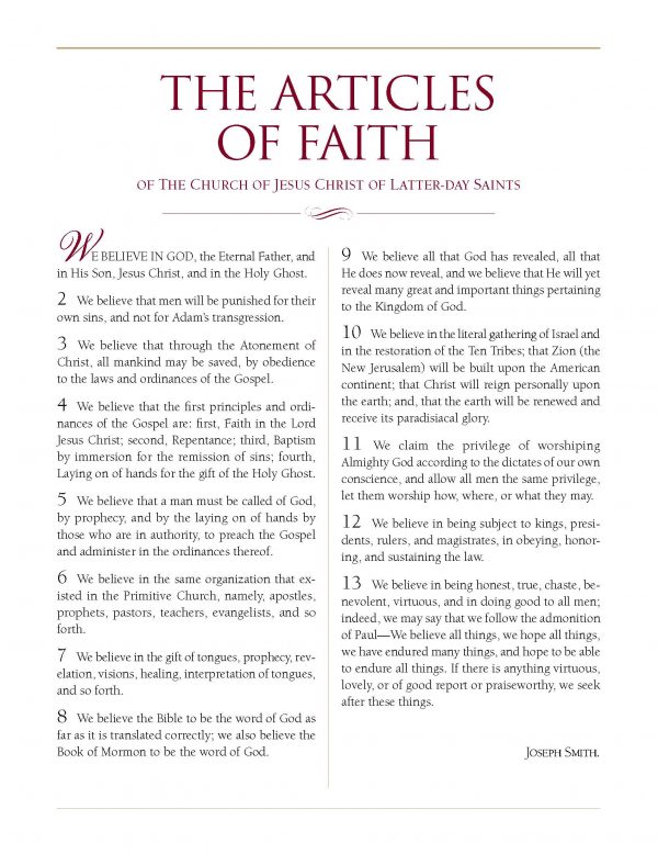 175th Anniversary of LDS Articles of Faith LDS365: Resources from the