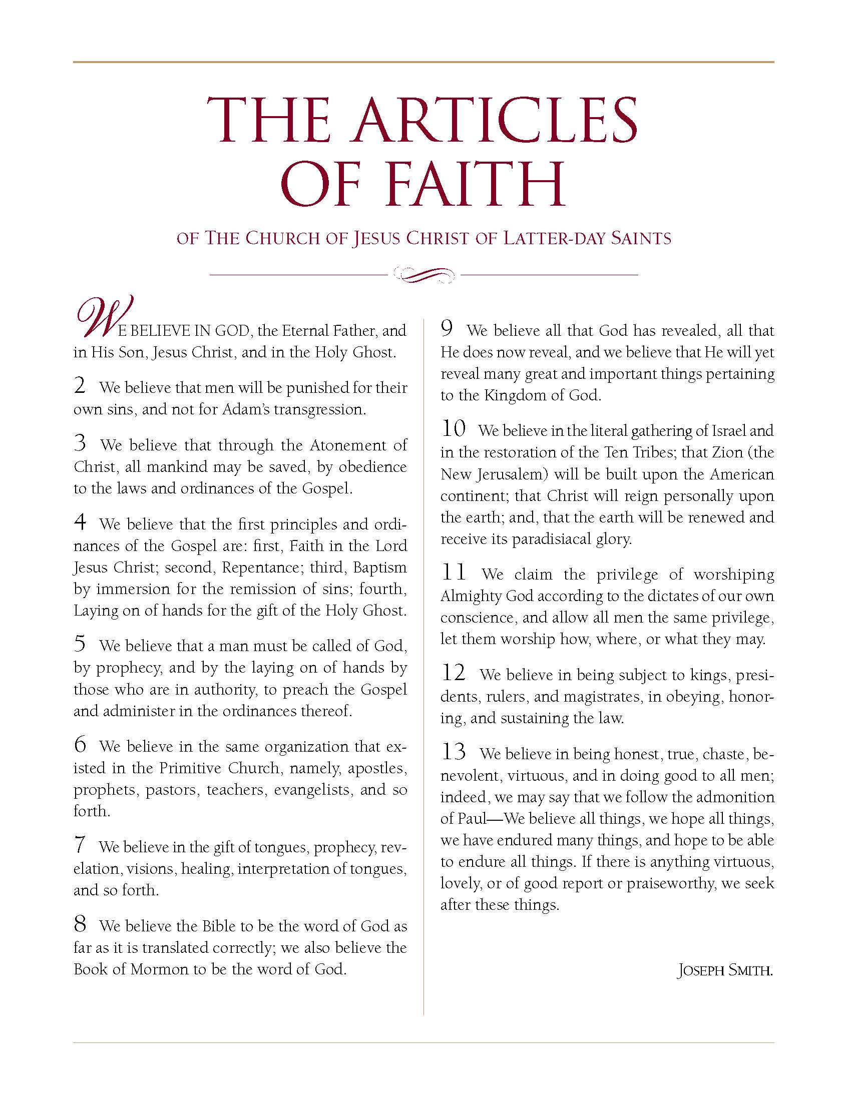 175th Anniversary of LDS Articles of Faith LDS365 Resources from the