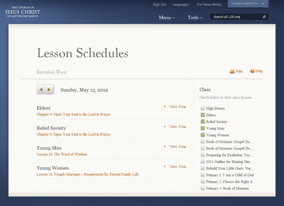 Lesson Schedules Now Available on LDS.org