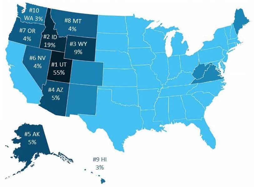 Which States in the United States Have the Most LDS