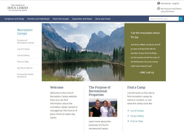 LDS Recreation Camp Website