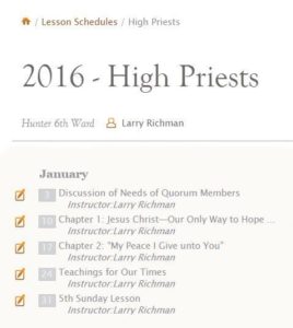 Lesson Schedules Tool on LDS.org Discontinued