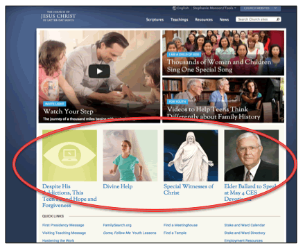 Update to LDS.org Home Page