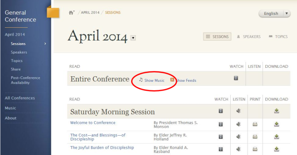 Music from LDS General Conference