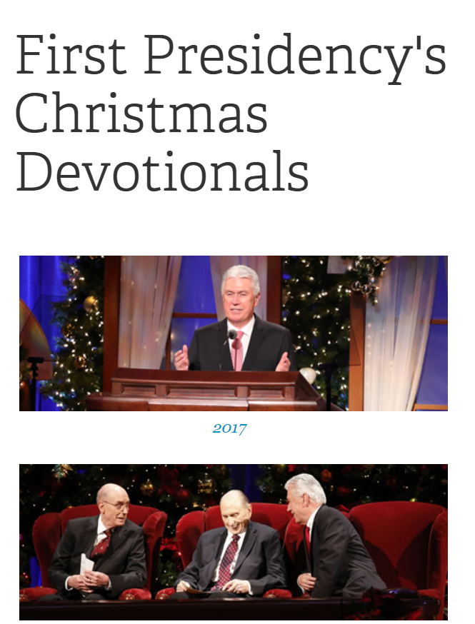 First Presidency Christmas Devotionals LDS365 Resources from the
