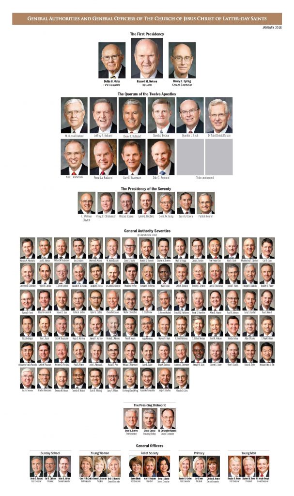 Updated LDS General Authority Chart, January 2018 LDS365 Resources