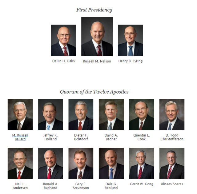Updated Chart of LDS General Authorities and General Officers LDS365