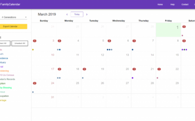 Family Calendar Creates a Calendar With Events From Your Family History