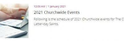 Schedule for Worldwide Church Events in 2021