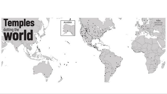 Maps Showing Locations of the Church’s 265 Temples Across the World