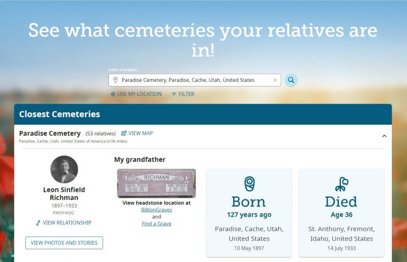 See Which Cemeteries Your Relatives Are In