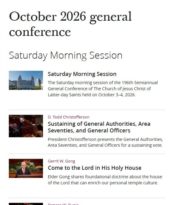 Text of October 2026 General Conference Now Available
